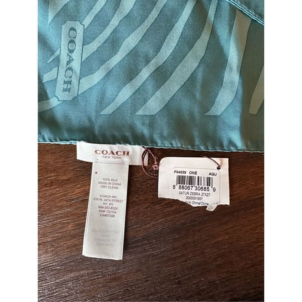 Coach teal zebra scarf - Picture 2 of 3
